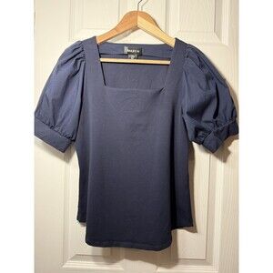 Bailey/44 Navy Puff Sleeve Short Sleeve Top Size Medium Stretchy